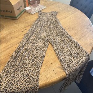 American Eagle Outfitters Tan Leopard Jumpsuit
